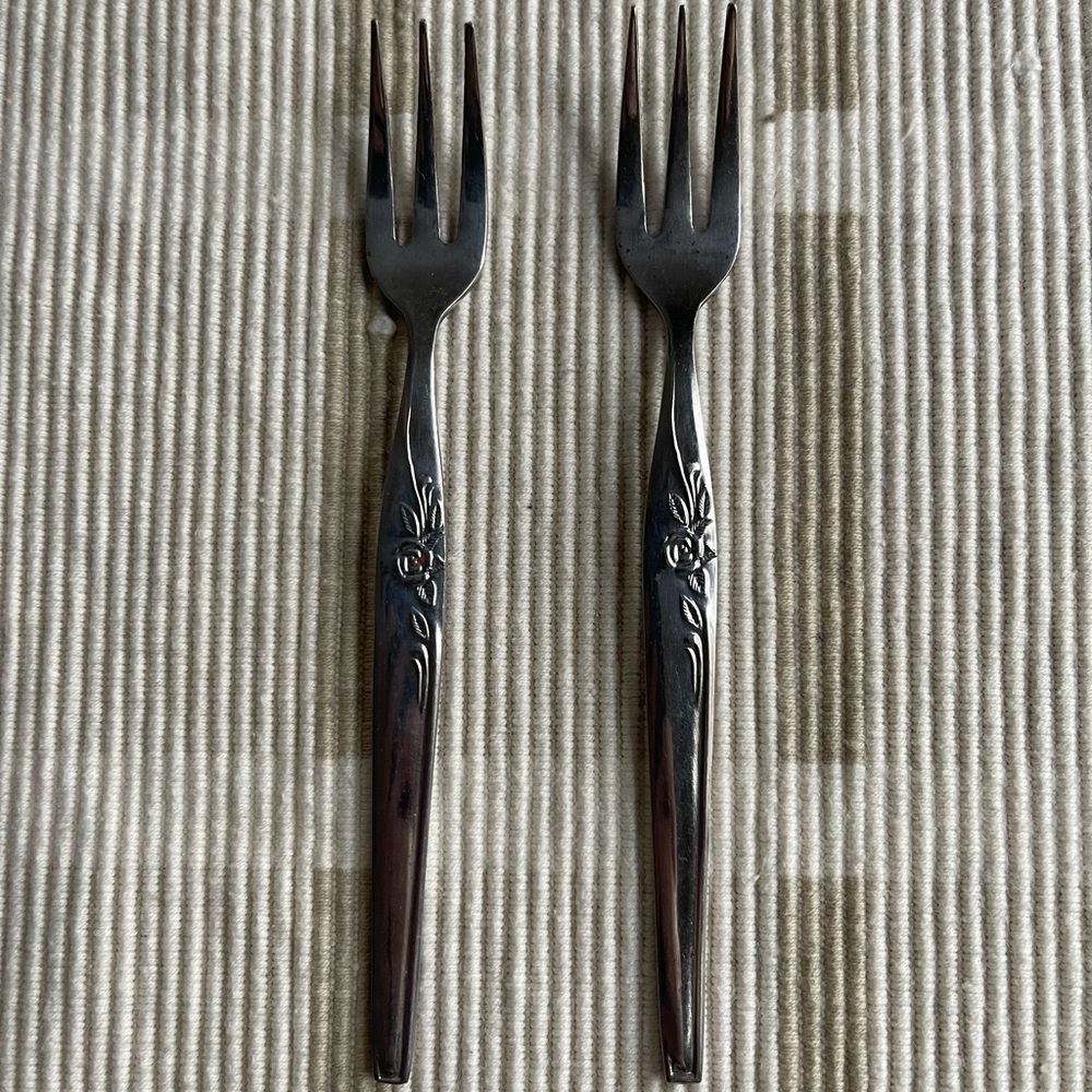 Chintz Rose Nasco Stainless Two Cocktail Forks